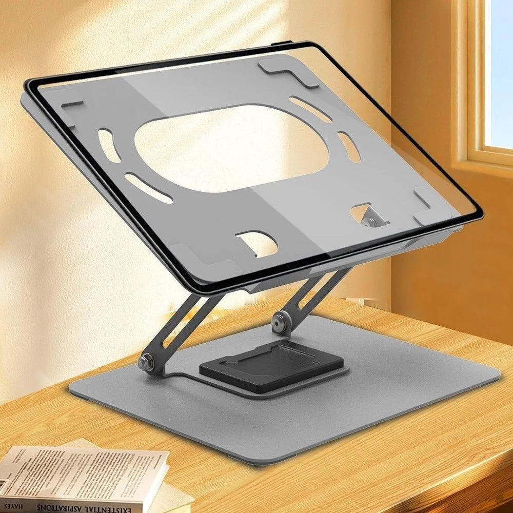 GFX07-T Laptop Holder Cooling Stand Adjustable Height 360 Degree Rotating Carbon Steel Foldable Bracket - Grey - 3