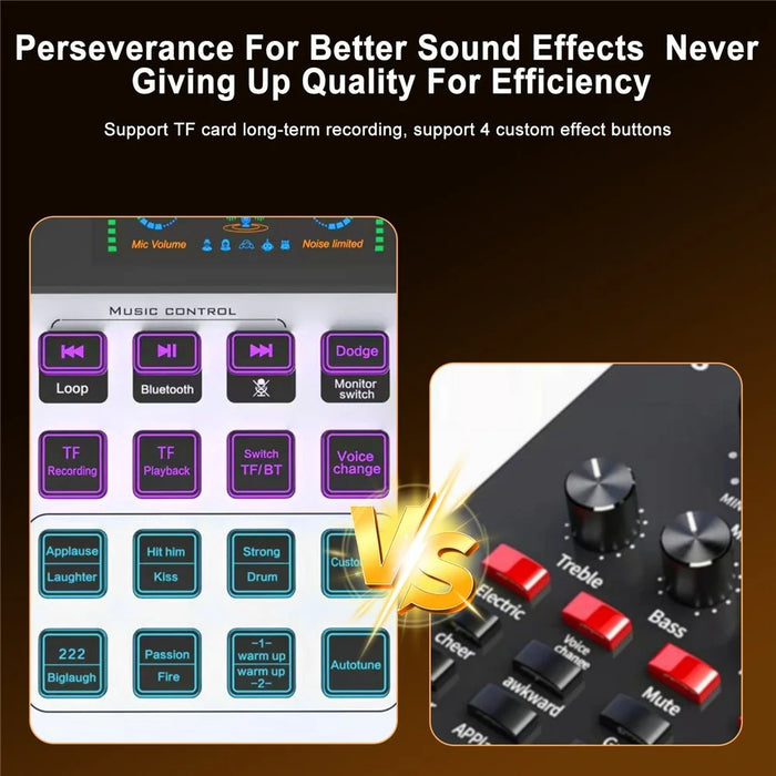 C200 Audio Mixer Sound Card Bluetooth-Compatible Adjustable Mixing Console for Live Streaming  /  Singing - White - 7
