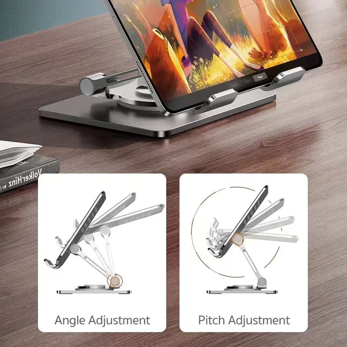 COTECI BS-009 Folding Tablet Stand 360-Degree Rotating Laptop Holder Multi Angle Adjustable - Silver - 5