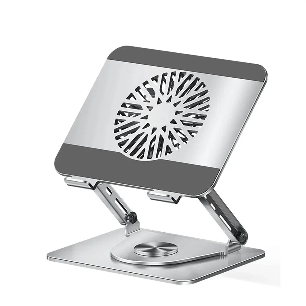 Carbon Steel Laptop Stand with RGB Light Fan 360 Degree Rotation Gaming Office Cooling Bracket - 1