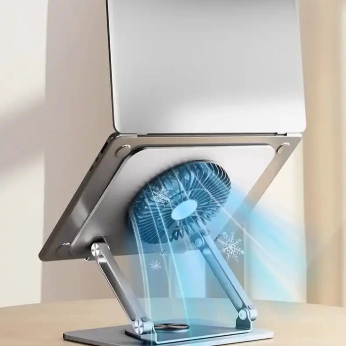 Carbon Steel Laptop Stand with RGB Light Fan 360 Degree Rotation Gaming Office Cooling Bracket - 5