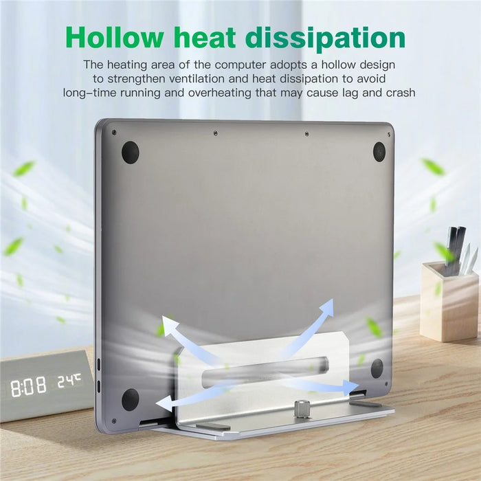 D051 Vertical Laptop Stand for Notebooks Up To 17.3 Inch Aluminum Alloy Space Saving Desktop Organizer - 3