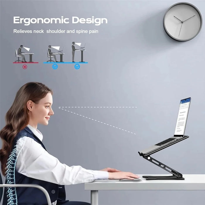 NH-02B Foldable Laptop Stand For 10 - 15.6 Inch Notebooks Adjustable Height Ergonomic Cooling Support - 2