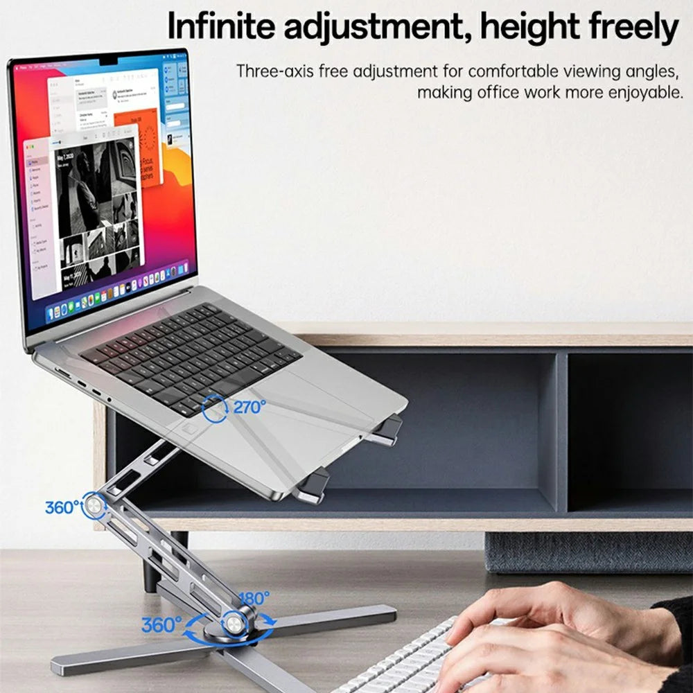 YESIDO LP09 Aluminum Laptop Stand Height Adjustable Foldable Notebook Riser for Home  /  Office  /  Travel - Silver - 2
