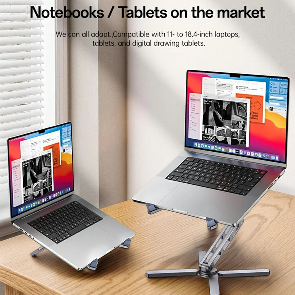 YESIDO LP09 Aluminum Laptop Stand Height Adjustable Foldable Notebook Riser for Home  /  Office  /  Travel - Silver - 6