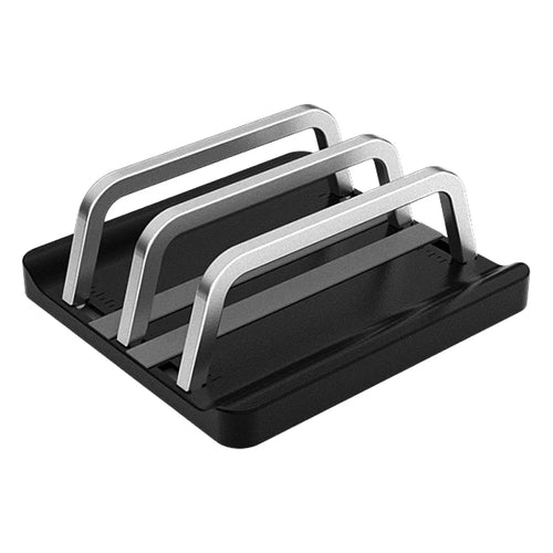 L501 2-Slot Vertical Laptop Stand ABS + Aluminum Alloy Adjustable Desktop Notebook Storage Holder Support - Black - 1