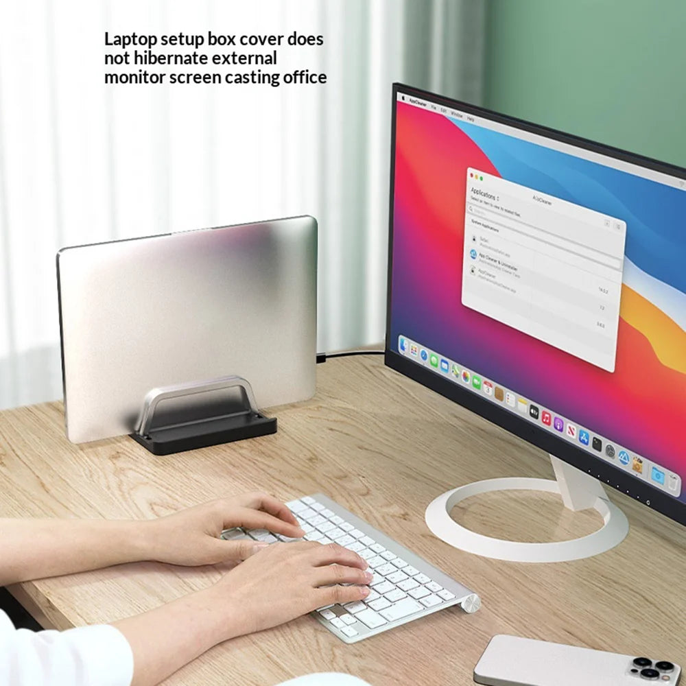 L501 2-Slot Vertical Laptop Stand ABS + Aluminum Alloy Adjustable Desktop Notebook Storage Holder Support - Black - 2