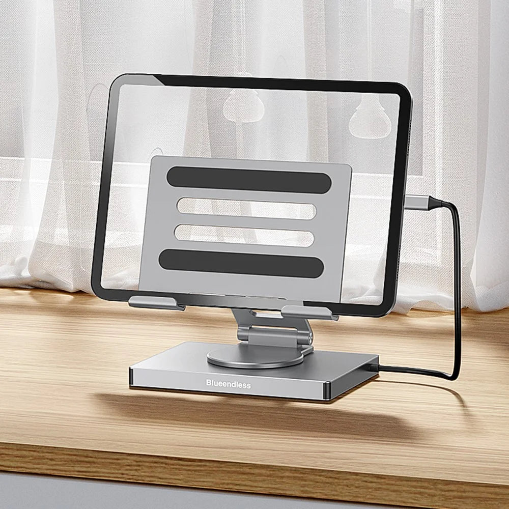 BLUEENDLESS ST706A 7 in 1 Type-C Hub with 360 Degree Rotating Adjustable Tablet Stand Holder - Grey - 2