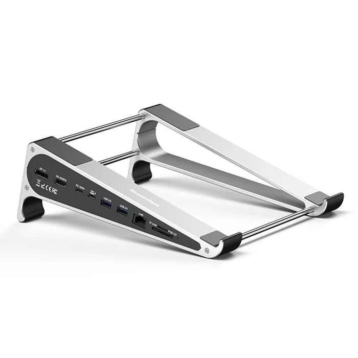 BLUEENDLESS ST809 8 in 1 Laptop Stand Type-C Hub with DP 1.2 + RJ45 + 4K 60Hz HD + PD 100W + 2 USB 3.0 + TF Card Reader - Silver Grey - 1