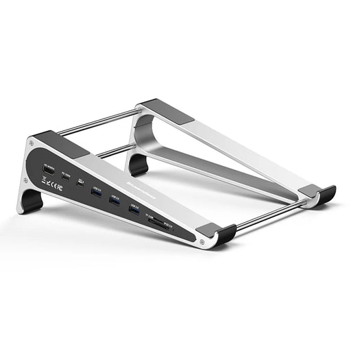 BLUEENDLESS ST708 7 in 1 Laptop Stand Riser Type-C Hub with 4K 60Hz HD + PD 100W + 3 USB 3.0 + TF Card Reader - Silver Grey - 1