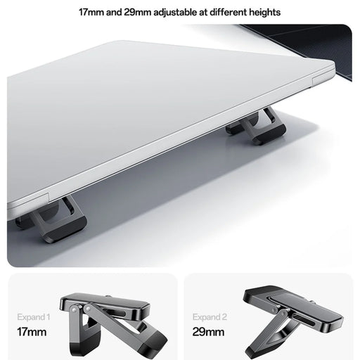 YESIDO LP11 2Pcs Laptop Riser Stand Zinc Alloy Adjustable Height Cooling Stand for Notebook Triangular Support - Black - 2