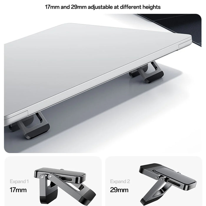 YESIDO LP11 2Pcs Laptop Riser Stand Zinc Alloy Adjustable Height Cooling Stand for Notebook Triangular Support - Black - 2