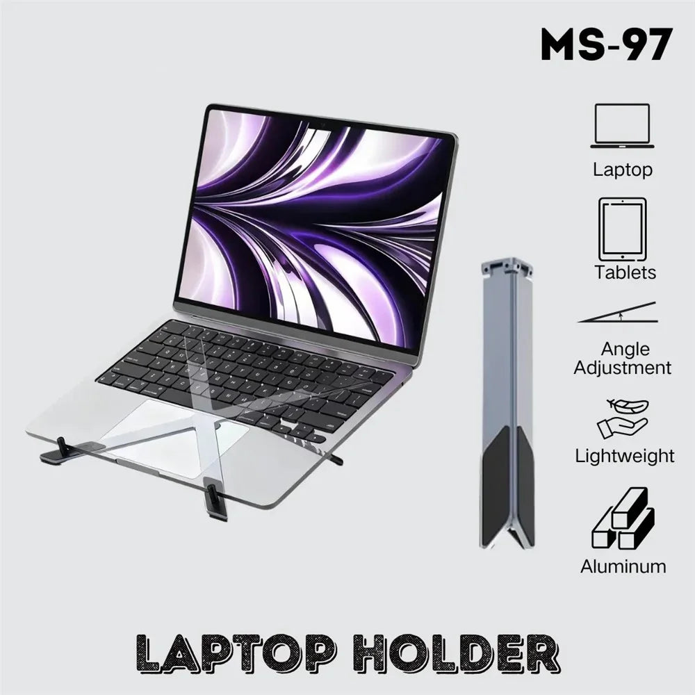 JMARY MS-97 Portable Folding Laptop Stand Metal Adjustable Desktop Laptop Holder for Notebook Tablet Computer - 3