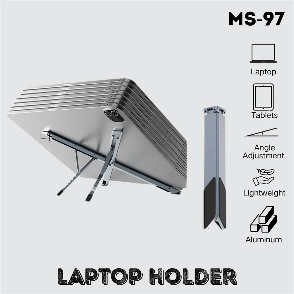 JMARY MS-97 Portable Folding Laptop Stand Metal Adjustable Desktop Laptop Holder for Notebook Tablet Computer - 4