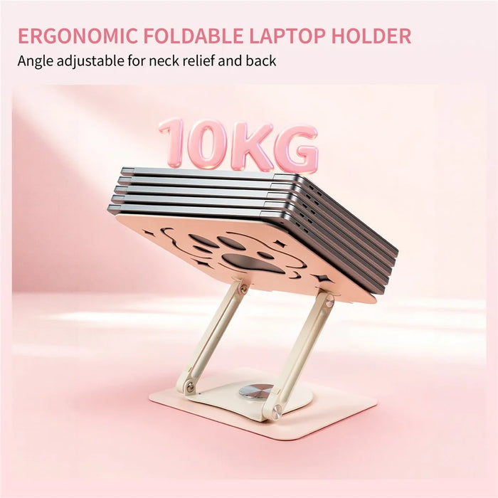 SAYROSE VZC1 360 Degree Adjustable Laptop Stand Foldable Height Adjustable Notebook Holder for 11-17.3 Inch Laptops - Pink - 3
