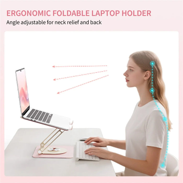 SAYROSE VZC1 360 Degree Adjustable Laptop Stand Foldable Height Adjustable Notebook Holder for 11-17.3 Inch Laptops - Pink - 7