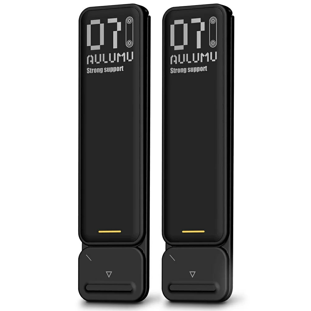 AULUMU G07 2Pcs / Set Ultra Slim Laptop Riser Stand PU Leather + Zinc Alloy Spring Pop-Up Notebook Holder - Black - 2