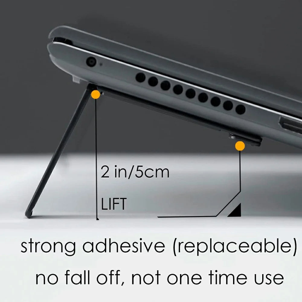 AULUMU G07 2Pcs / Set Ultra Slim Laptop Riser Stand PU Leather + Zinc Alloy Spring Pop-Up Notebook Holder - Black - 3