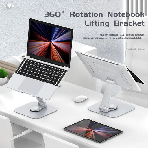 R-JUST BJ01-02 360 Degree Rotation Notebook Lifting Bracket Aluminum Alloy Laptop Riser Stand - 2