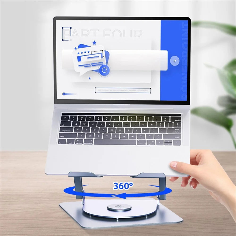R-JUST HZ13-1 Laptop Bracket with Dual Cooling Fan and Colorful Light 360 Degree Rotating Height Adjustable Notebook Stand - Grey - 4
