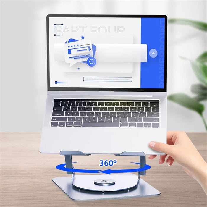 R-JUST HZ13-1 Laptop Bracket with Dual Cooling Fan and Colorful Light 360 Degree Rotating Height Adjustable Notebook Stand - Grey - 4