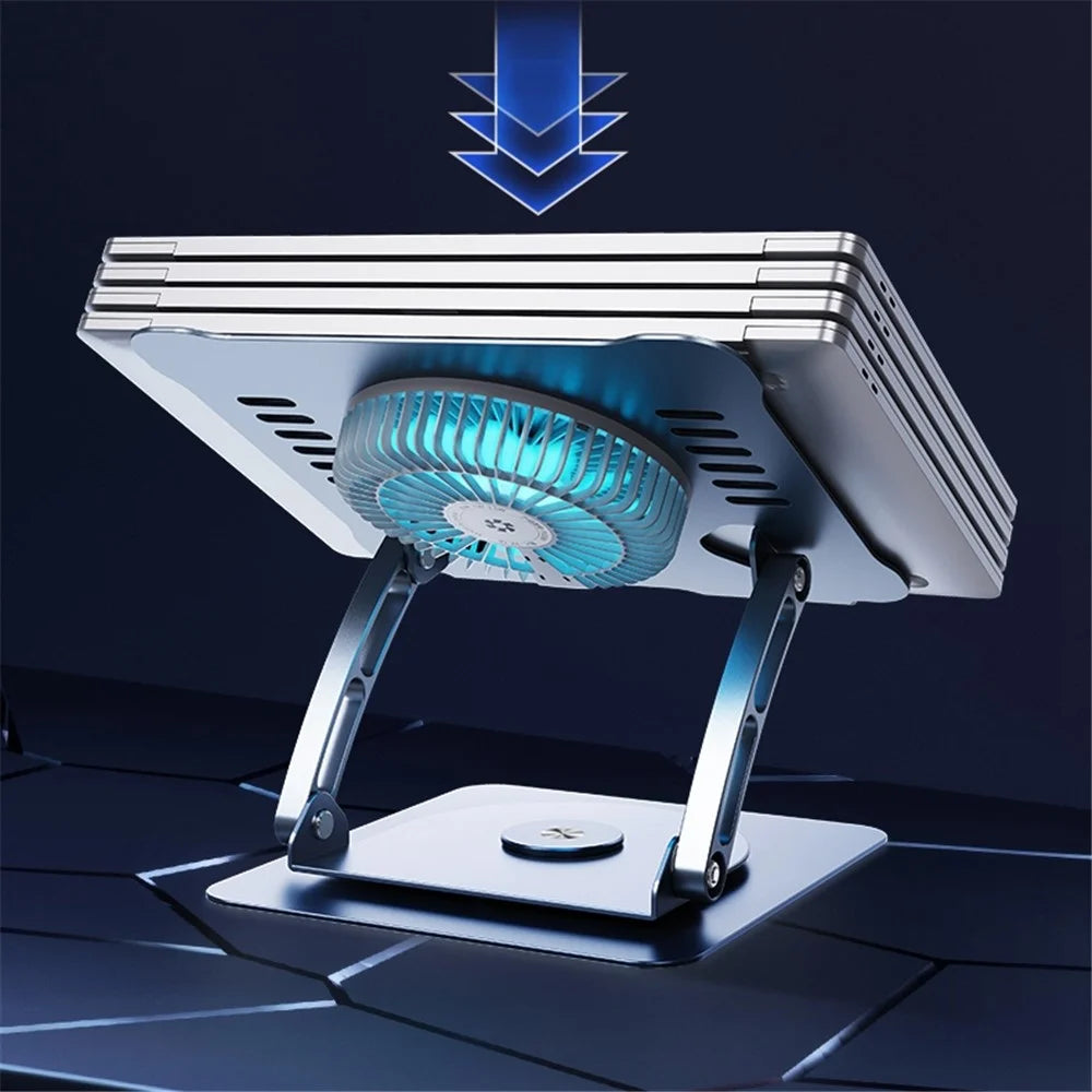 R-JUST HZ22-1 Laptop Bracket with Cooling Fan 360 Degree Rotating Height Adjustable Folding Notebook Stand - Grey - 3