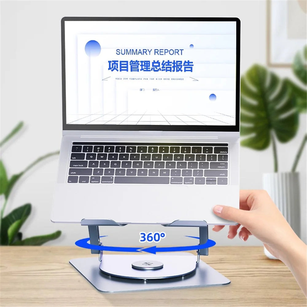 R-JUST HZ22-1 Laptop Bracket with Cooling Fan 360 Degree Rotating Height Adjustable Folding Notebook Stand - Grey - 6