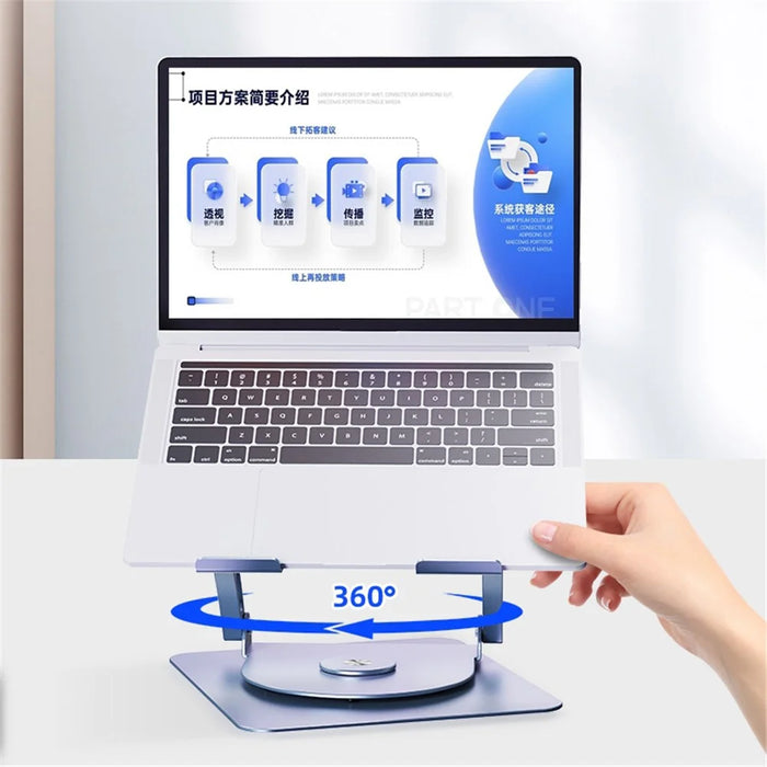 R-JUST HZ08-1 360 Degree Rotating Height Adjustable Laptop Bracket Folding Notebook Stand - Grey - 4
