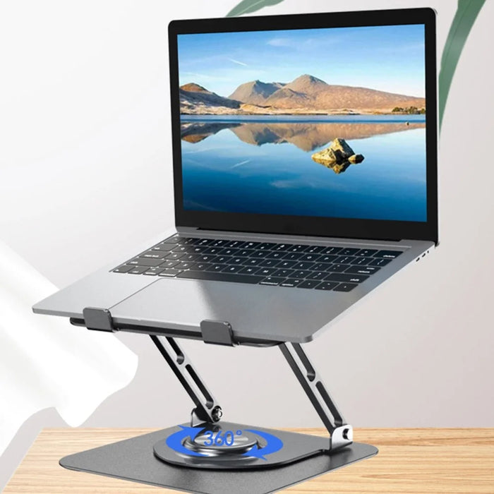 D147 360 Degree Rotating Laptop Lifting Bracket Aluminum Alloy Notebook Cooler Desktop Stand - Grey - 2