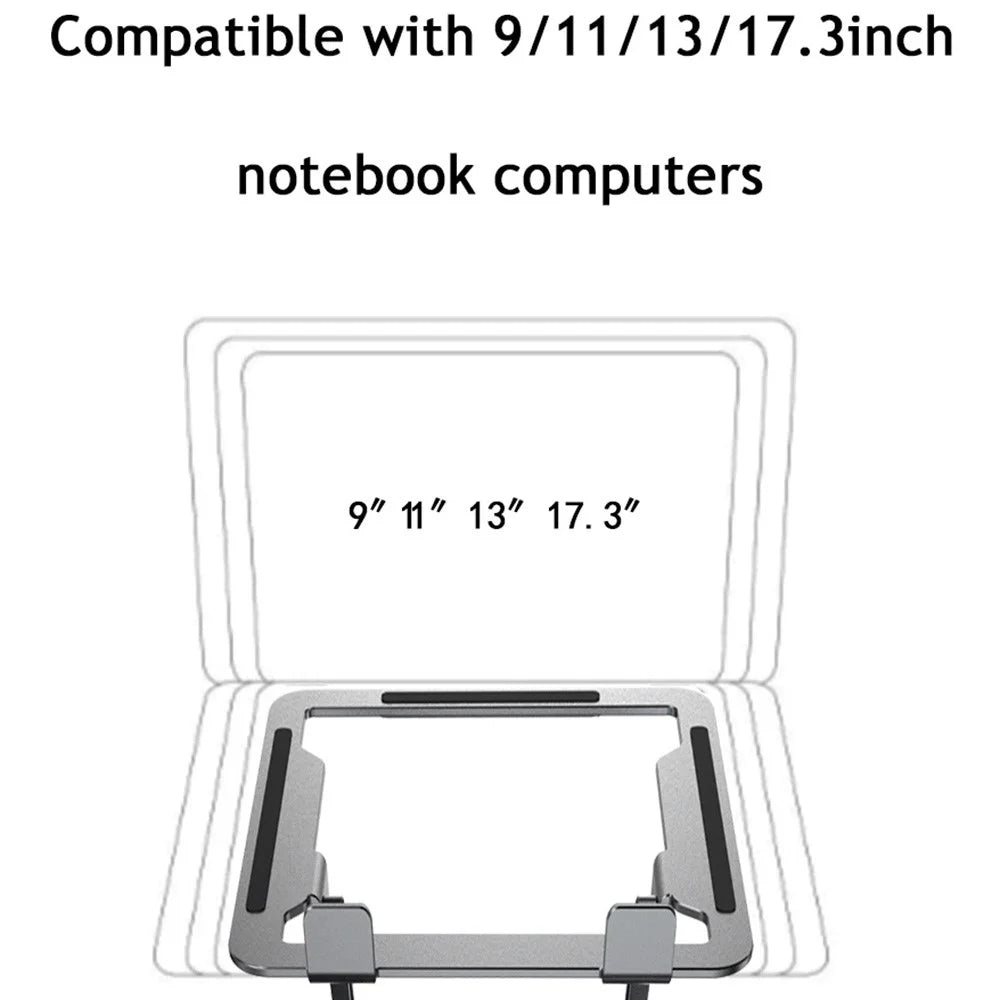 D147 360 Degree Rotating Laptop Lifting Bracket Aluminum Alloy Notebook Cooler Desktop Stand - Grey - 3