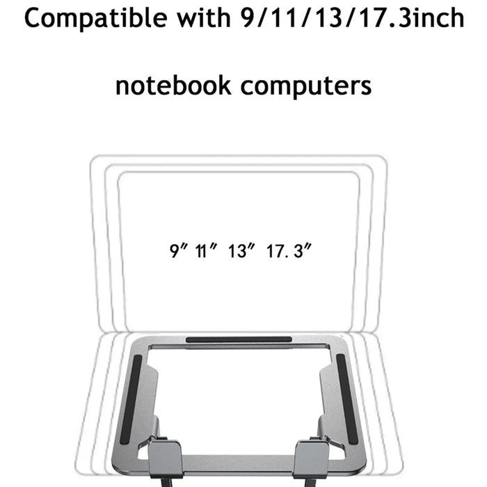 D147 360 Degree Rotating Laptop Lifting Bracket Aluminum Alloy Notebook Cooler Desktop Stand - Grey - 3