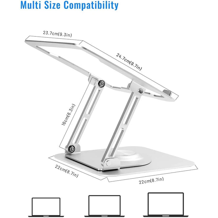 D147 360 Degree Rotating Laptop Lifting Bracket Aluminum Alloy Notebook Cooler Desktop Stand - Grey - 6