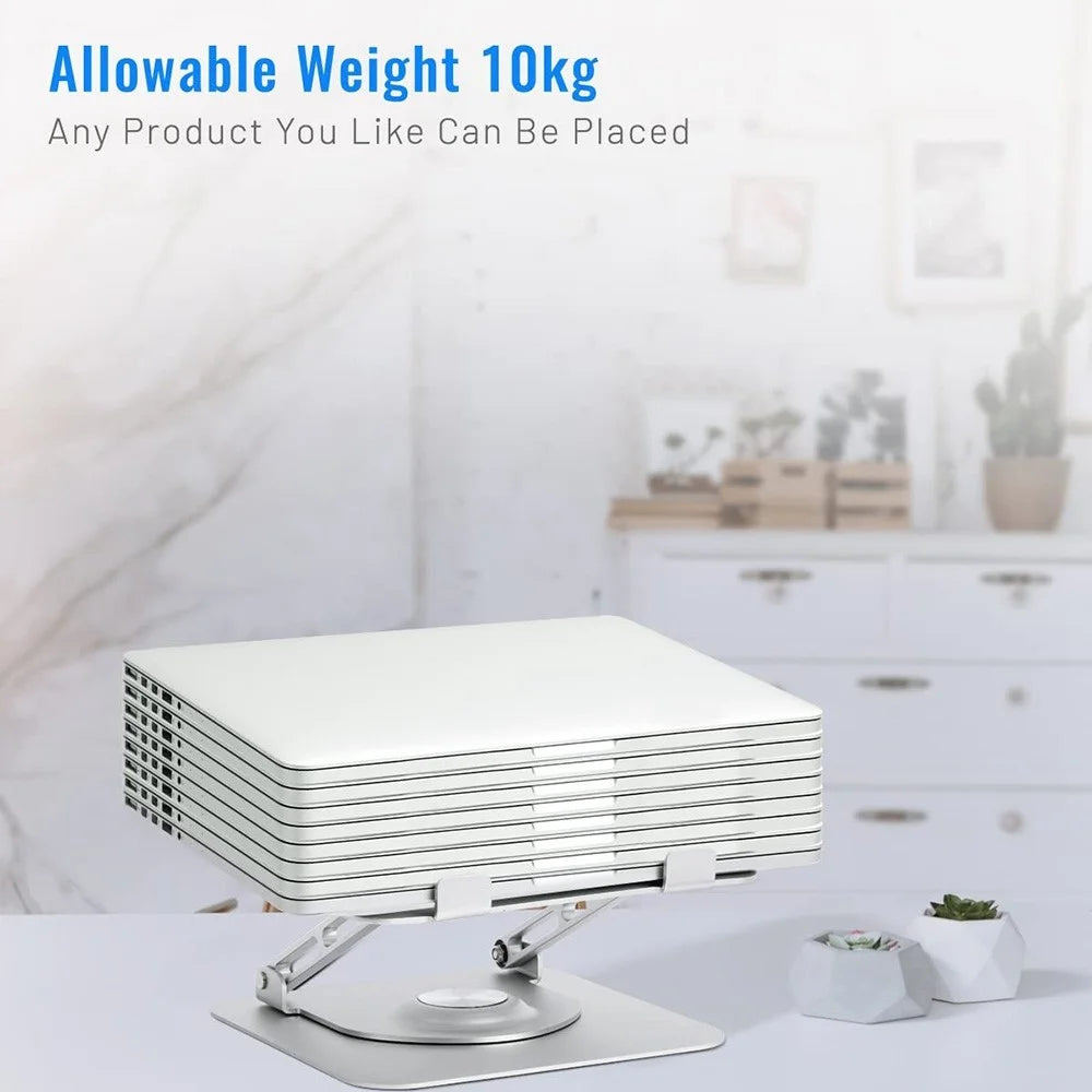 D147 360 Degree Rotating Laptop Lifting Bracket Aluminum Alloy Notebook Cooler Desktop Stand - Grey - 7