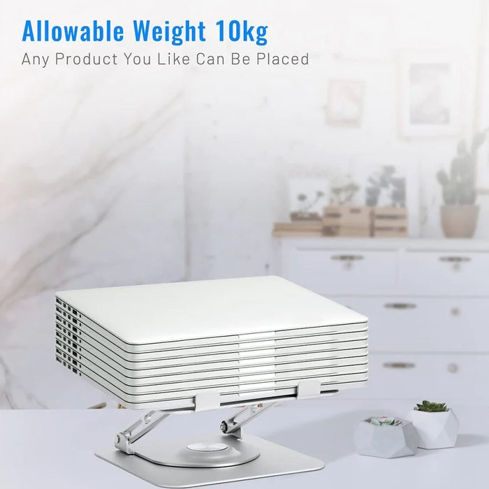 D147 360 Degree Rotating Laptop Lifting Bracket Aluminum Alloy Notebook Cooler Desktop Stand - Grey - 7
