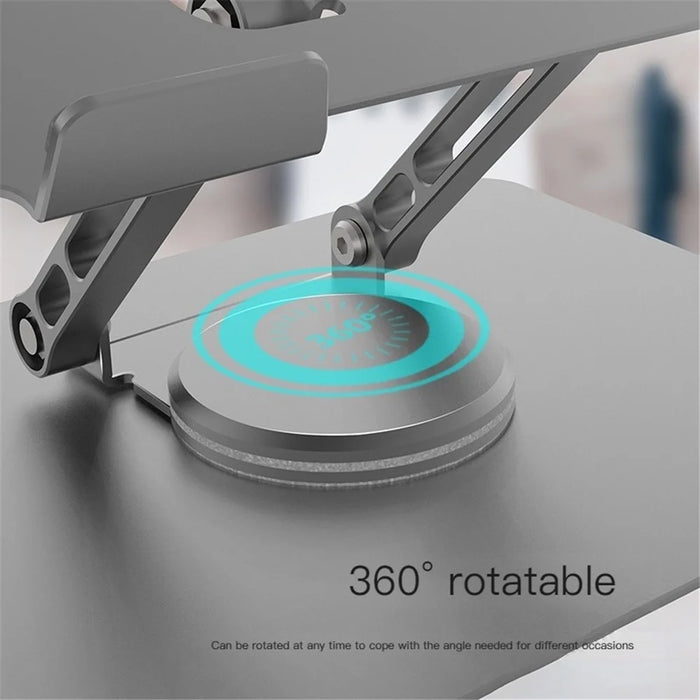 D086 Desktop Laptop Lifting Bracket 360 Degree Rotating Aluminum Alloy Folding Notebook Stand - Dark Grey - 4