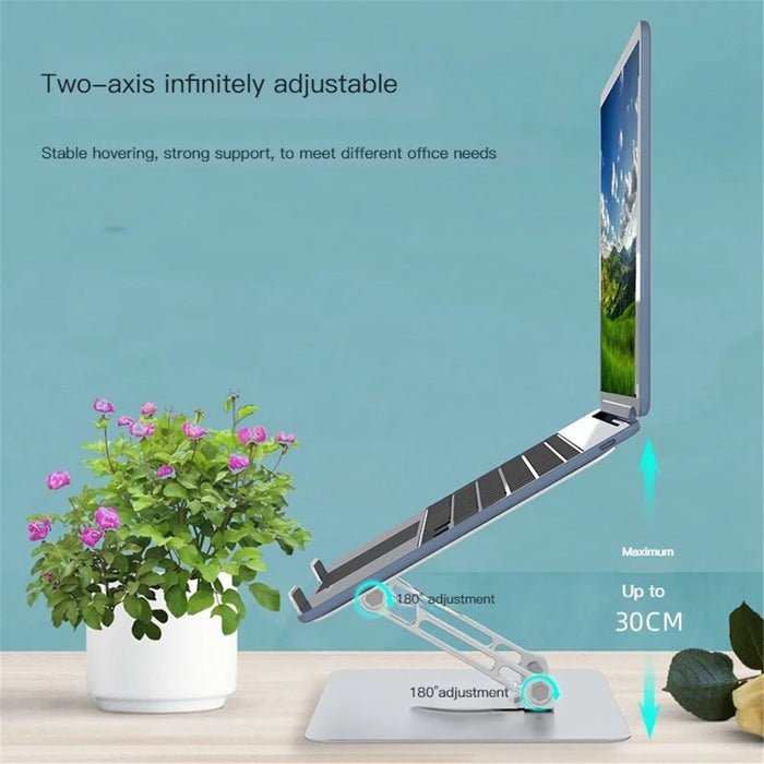 D086 Desktop Laptop Lifting Bracket 360 Degree Rotating Aluminum Alloy Folding Notebook Stand - Dark Grey - 6