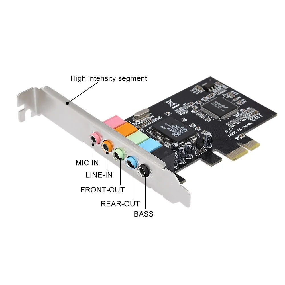 PCIe 5.1 Channels Sound Card CMI8738 Chip PCI Express Surround 3D Audio Card for Computer - 2
