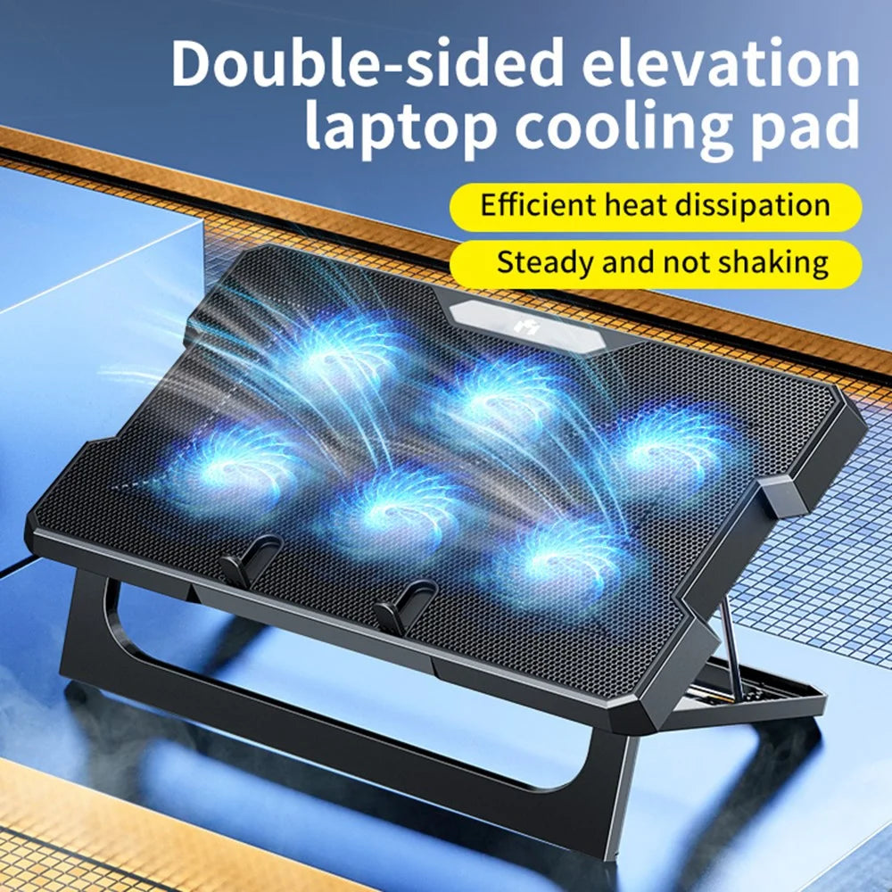 MCHOSE CR169 Laptop Cooler Cooling Pad Portable Height Adjustable Laptop Cooling Fan Stand Holder Riser Compatible with MacBook Air Pro Dell HP Laptop Notebook Under 18'' - 6