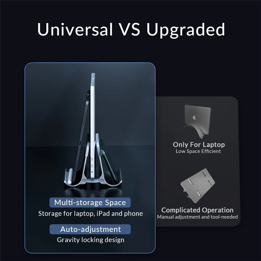 ORICO ORICO-NPB2 Notebook Vertical Aluminum Alloy Bracket Desktop Laptop Holder Stand - Grey - 2
