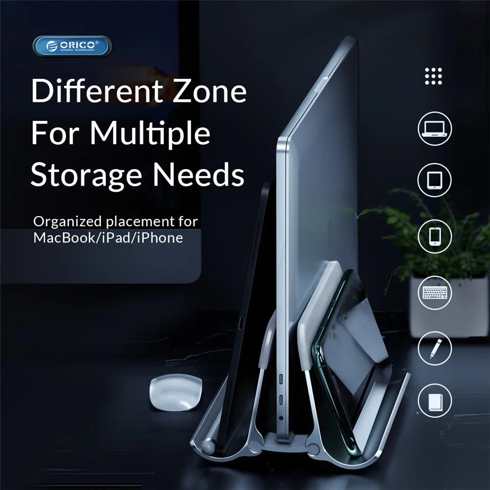 ORICO ORICO-NPB2 Notebook Vertical Aluminum Alloy Bracket Desktop Laptop Holder Stand - Grey - 5