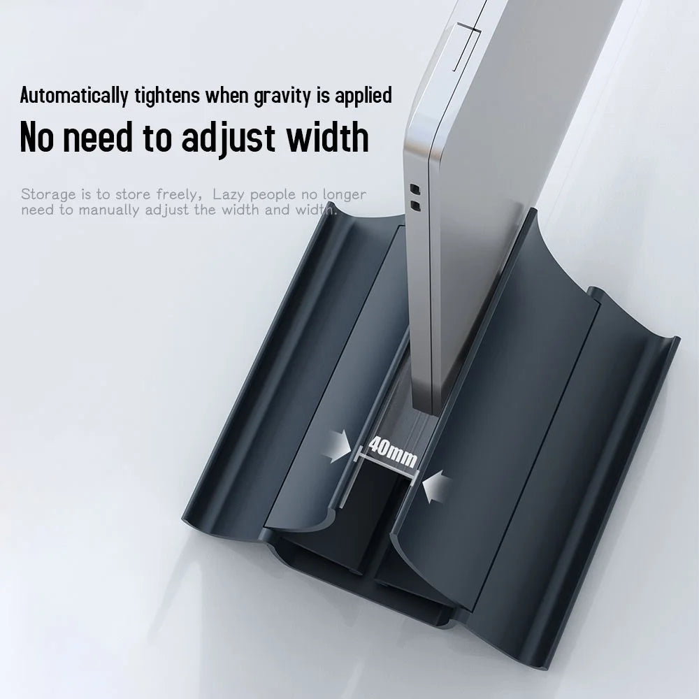 R-JUST BJ16 Notebook Vertical Storage Base Aluminum Alloy Desktop Laptop Holder Stand - Grey - 7