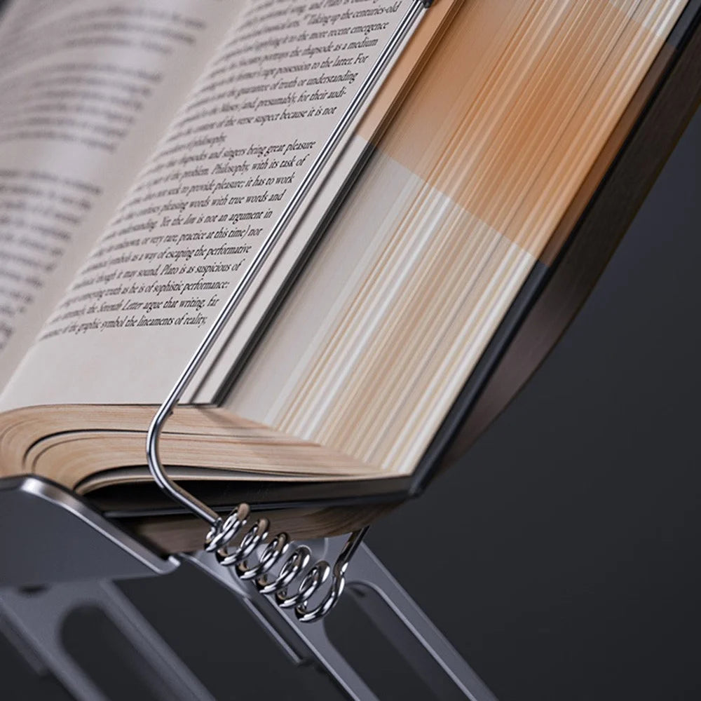 BONERUY R06 Metal Book Stand Folding Desktop Book Holder Portable Multi-Angle Adjustable Reading Stand - Burlywood - 3