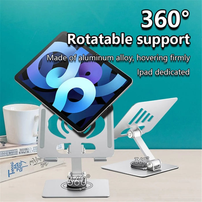 L-13 360-Degree Rotatable Desktop Tablet Holder Stand Foldable Aluminum Alloy Tablet Bracket - Silver - 2