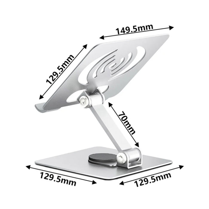 L-13 360-Degree Rotatable Desktop Tablet Holder Stand Foldable Aluminum Alloy Tablet Bracket - Silver - 7