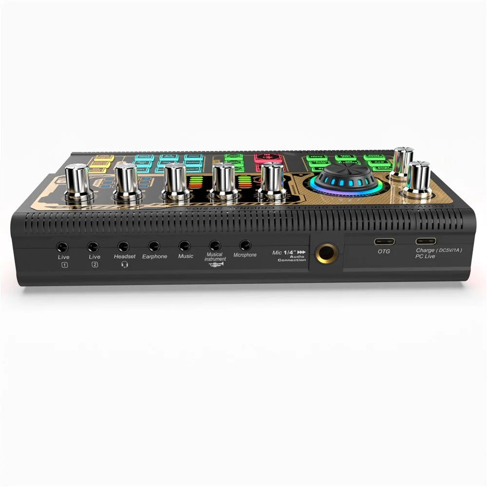 X9 Sound Card Audio Mixer Recording Device 6.35 Moving Coil Microphone Soundcard for Live Streaming Sound Card - Black - 2