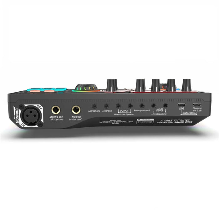 X5 Multifunctional Wireless Bluetooth-compatible Mic Sound Card 48V HiFi Recording Device Professional Soundcard Audio Mixer - Black - 2
