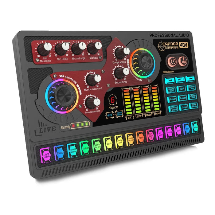 X5 Multifunctional Wireless Bluetooth-compatible Mic Sound Card 48V HiFi Recording Device Professional Soundcard Audio Mixer - Black - 3