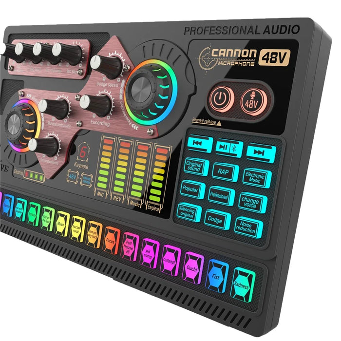 X5 Multifunctional Wireless Bluetooth-compatible Mic Sound Card 48V HiFi Recording Device Professional Soundcard Audio Mixer - Black - 4