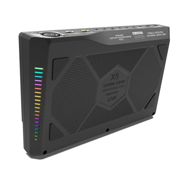 X5 Multifunctional Wireless Bluetooth-compatible Mic Sound Card 48V HiFi Recording Device Professional Soundcard Audio Mixer - Black - 5