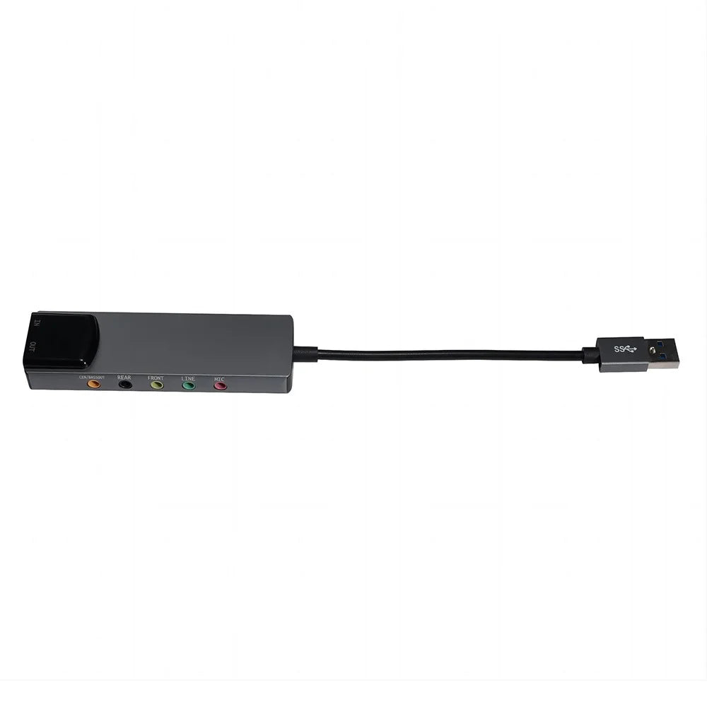 HY-601 6 In 1 USB Multifunction Sound Card USB + 3.5mm Audio + 7.1 Channel / Optical Fiber - Grey - 3